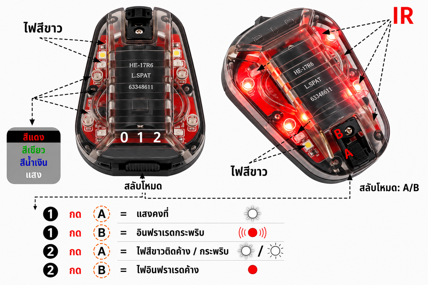TU CHOICE LED WITH I.R. TACTICAL IFF HELMET MARKER LIGHT(NO BATTERY) [TU-HH-HLT-03]