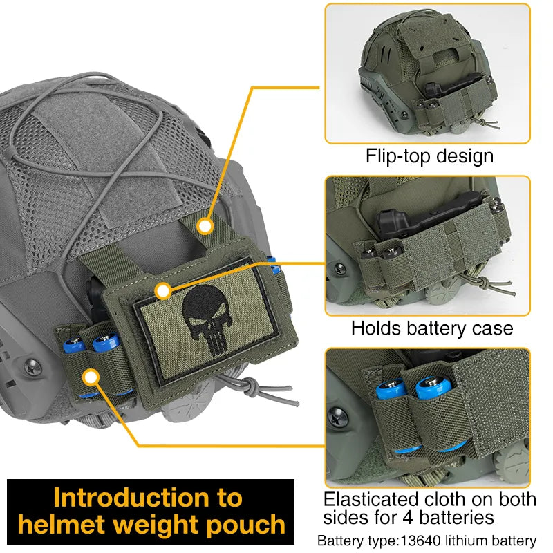 IDOGEAR TACTICAL HELMET COVER WITH NVG BATTERY POUCH RANGER GREEN [IG-HC3813]
