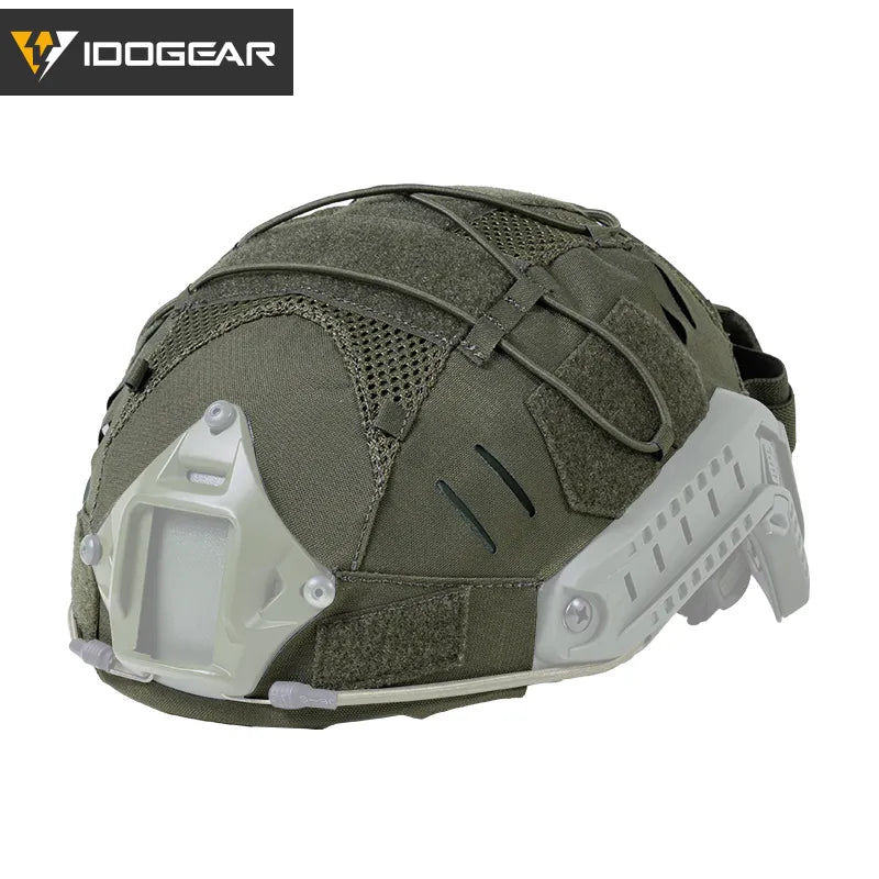IDOGEAR TACTICAL HELMET COVER WITH NVG BATTERY POUCH RANGER GREEN [IG-HC3813]