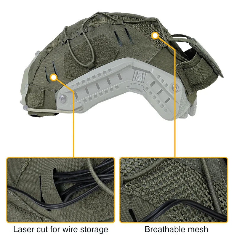 IDOGEAR TACTICAL HELMET COVER WITH NVG BATTERY POUCH RANGER GREEN [IG-HC3813]