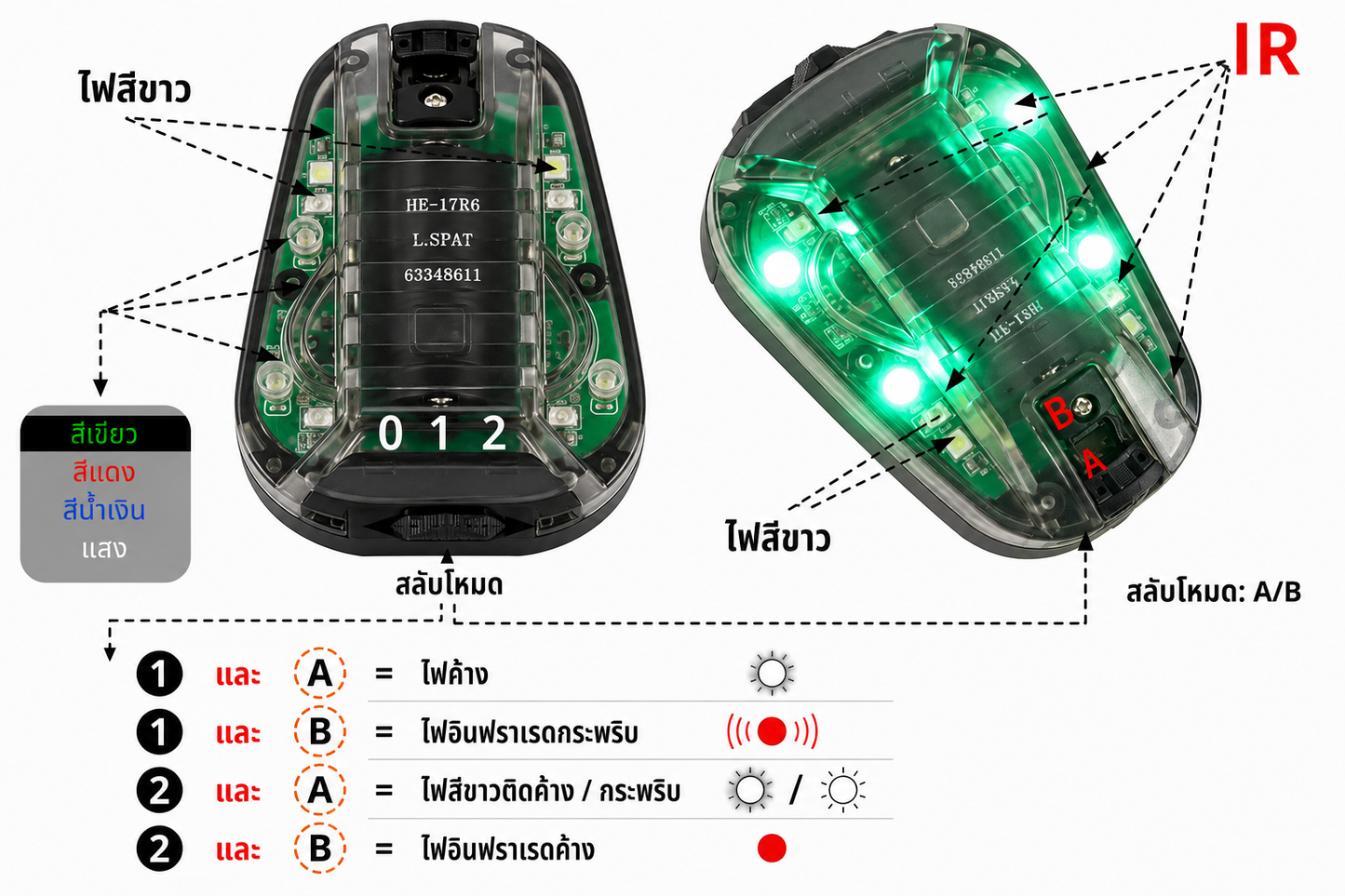 TU CHOICE LED WITH I.R. TACTICAL IFF HELMET MARKER LIGHT(NO BATTERY) [TU-HH-HLT-03]