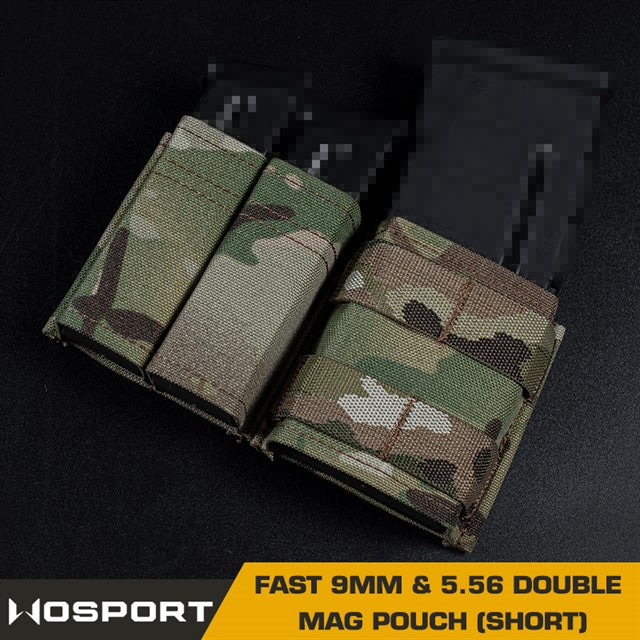 WOSPORT FAST 9MM &5.56 DOUBLE MAG POUCH (SHORT) [WST-MG-F-06]