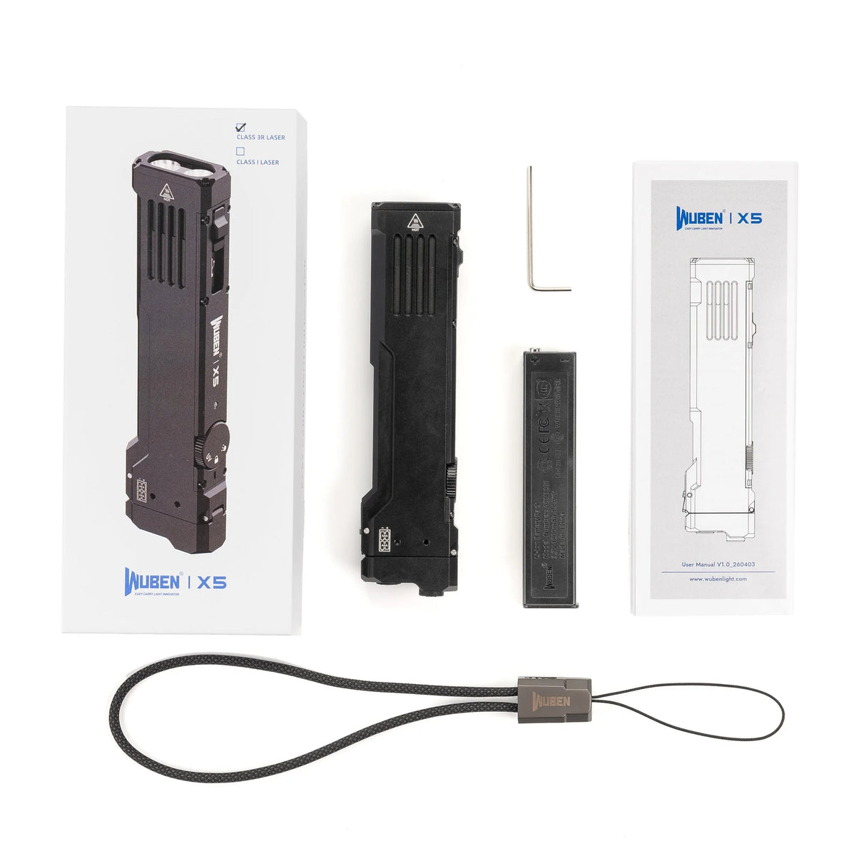 WUBEN X5 3-IN-1 1300 LUMENS COMPACT EDC FLASHLIGHT(CLASS 3R VERSION)[WB-X5]